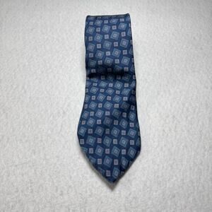 Vintage Kuppenheimer Men's Clothiers Tie Navy Blue with Geometric Pattern U.S.A